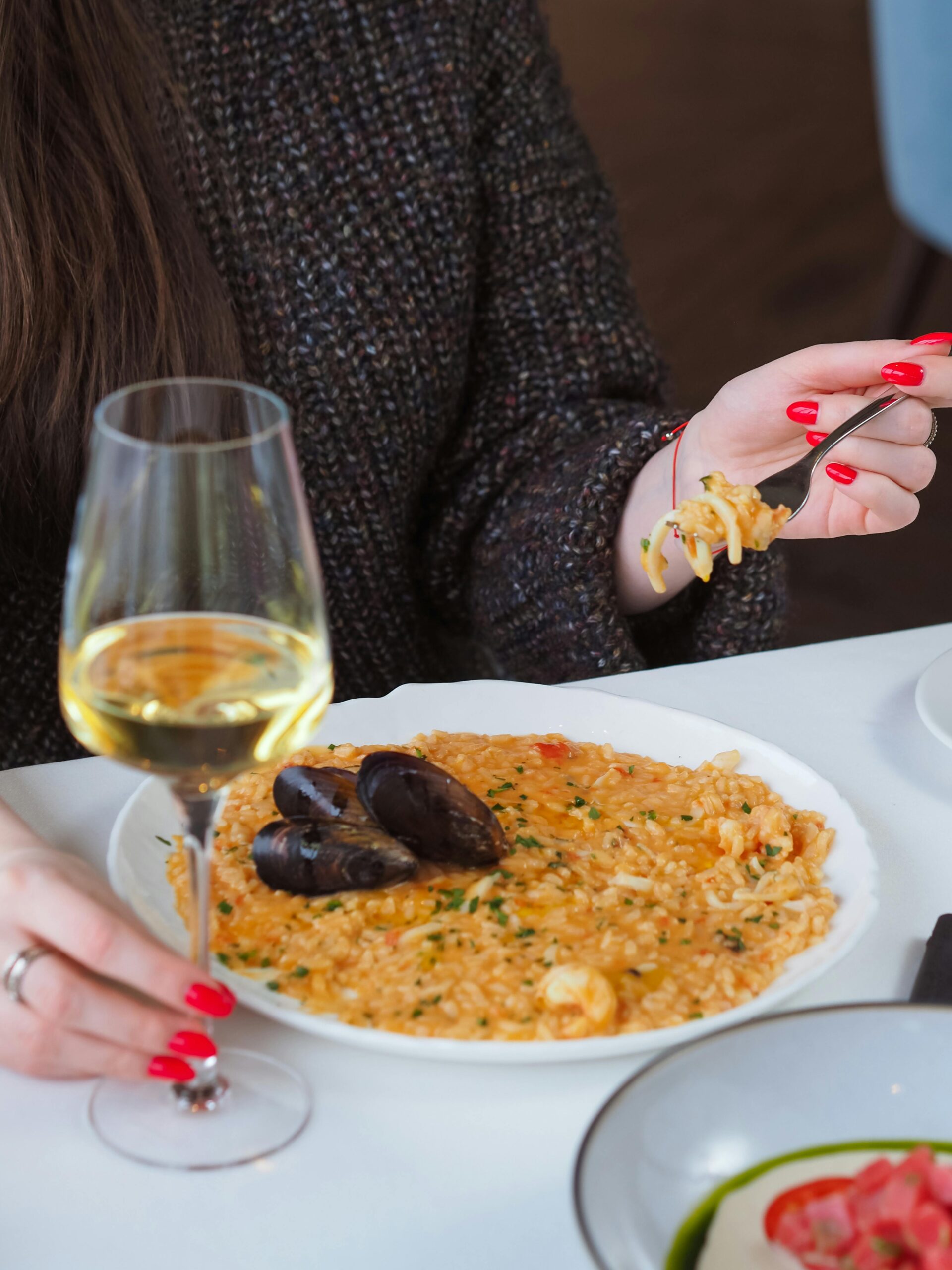 Fresh seafood paired with crisp white wine